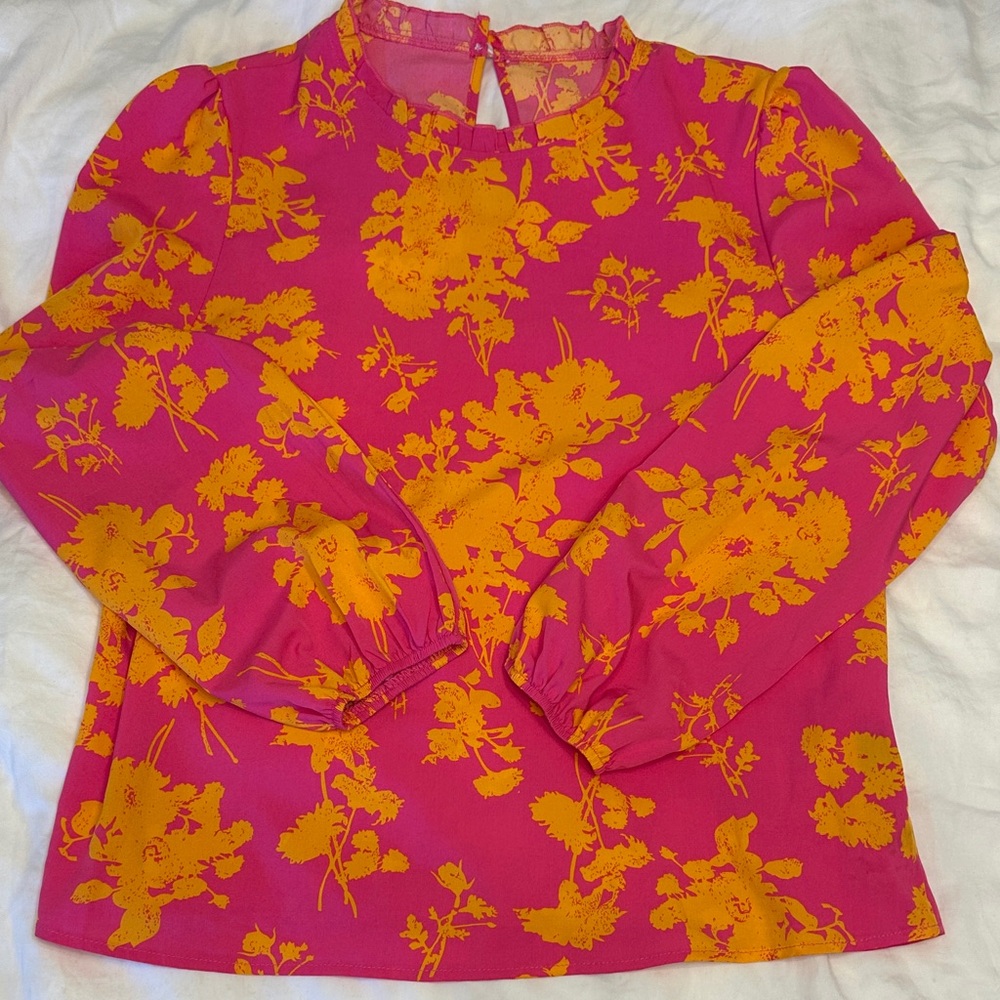 SHEIN Pink and Orange Floral Blouse